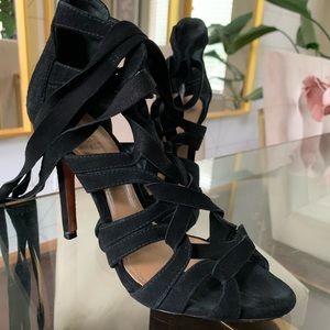Black lace up heels